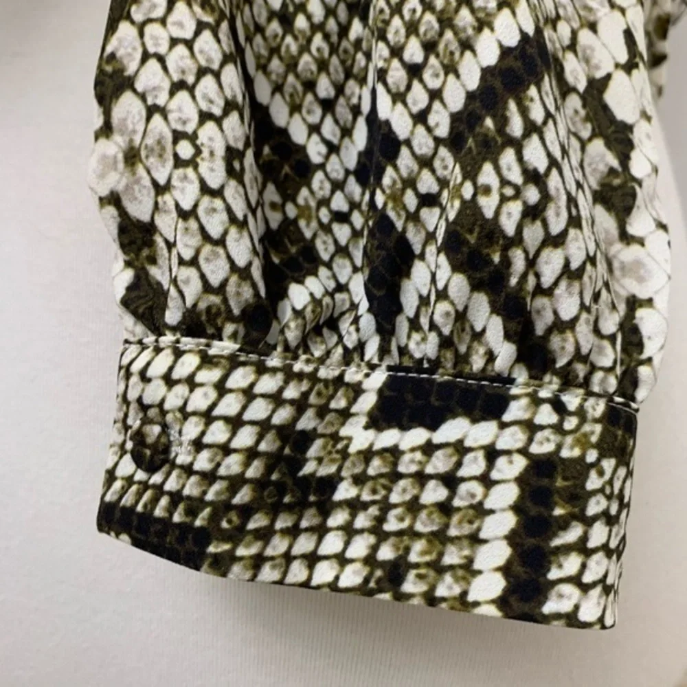 J. Crew Drapey Tie-Neck Top in Snakeskin Print